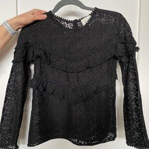 Sezane black lace top